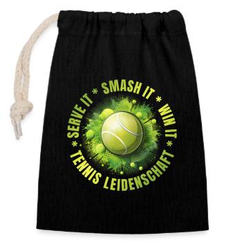Serve it - Smash it - win it - Verschließbarer Geschenkbeutel aus Baumwolle (14x20cm) - Schwarz - Vorne