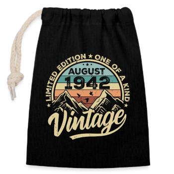 Birthday August 1942 Birthday Gift August - Closable cotton gift bag (14x20cm) - black - Front