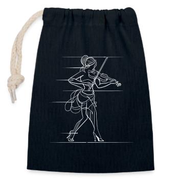 Violoniste - Sac cadeau en coton avec cordon (14 x 20 cm) - bleu marine - Devant