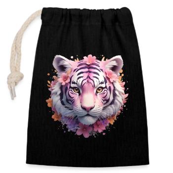 Tiger Head - Closable cotton gift bag (14x20cm) - black - Front