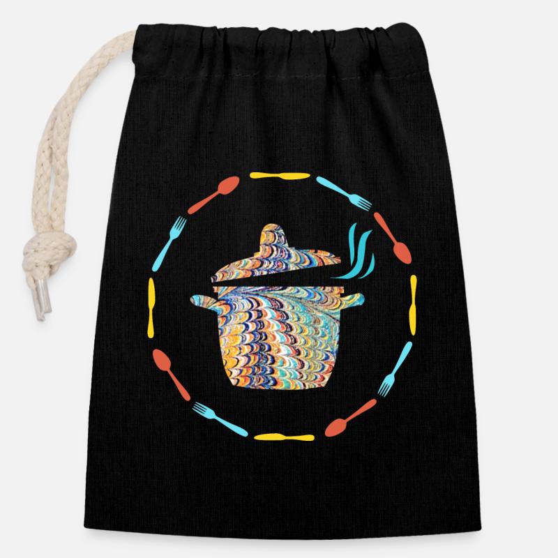 Pot E 120 - Closable cotton gift bag (14x20cm) - black