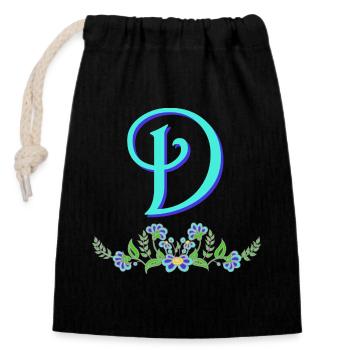 Fleur Bleu D - Sac cadeau en coton avec cordon (14 x 20 cm) - noir - Devant