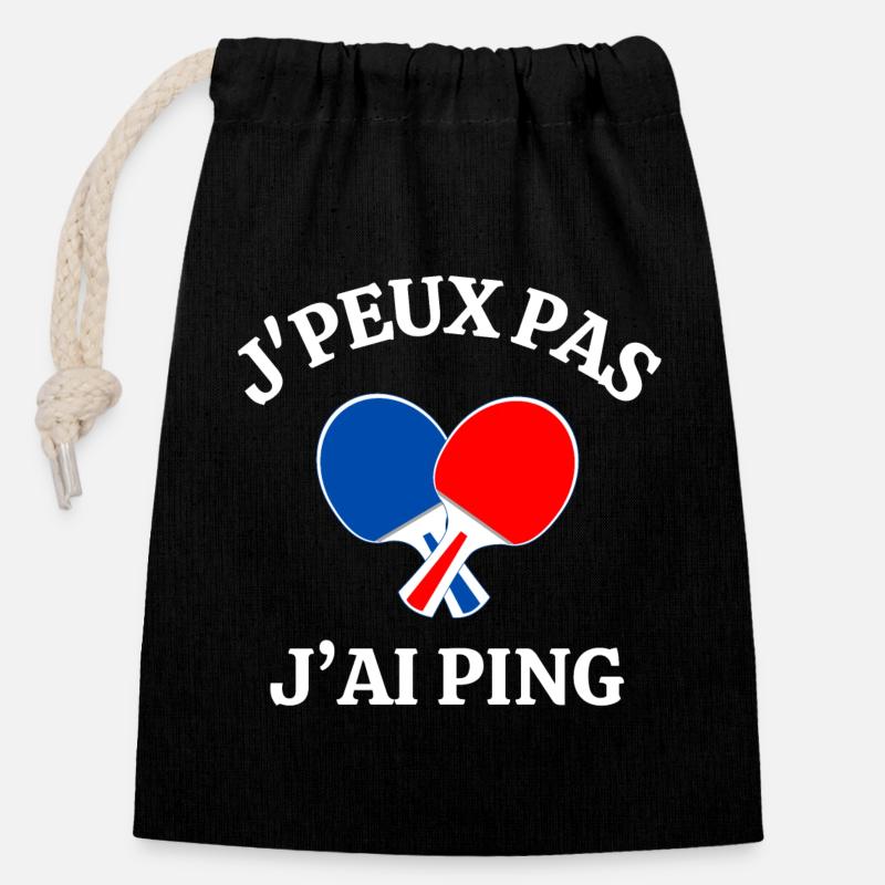ping-pong, fan de ping-pong, ping - Sac cadeau en coton avec cordon (14 x 20 cm) - noir