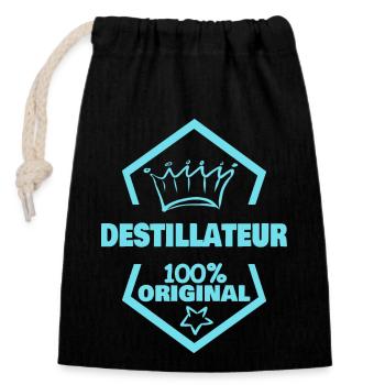 Distillateur de travail - Sac cadeau en coton avec cordon (14 x 20 cm) - noir - Devant