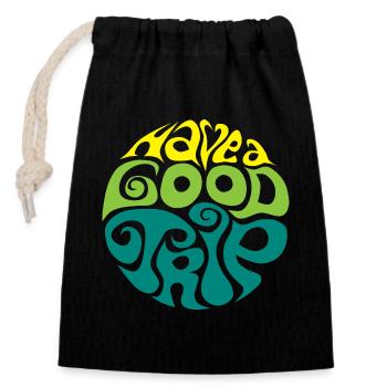 Safe travels! have a good trip sixties 60s Typo - Closable cotton gift bag (14x20cm) - black - Front