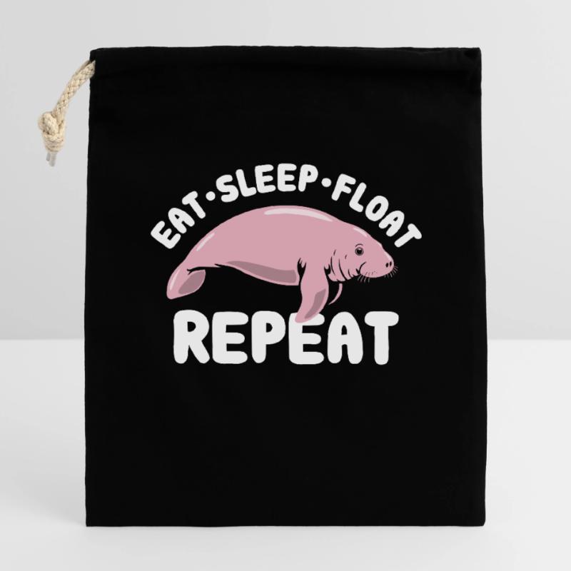 Eat Sleep Float Repeat - Manatee Spruch Verschließbarer Geschenkbeutel aus Baumwolle (14x20cm)