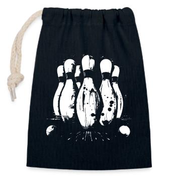 Graphismes du jeu de bowling - Sac cadeau en coton avec cordon (14 x 20 cm) - bleu marine - Devant