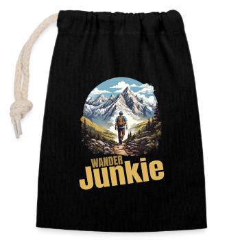 Wander Junkie - Verschließbarer Geschenkbeutel aus Baumwolle (14x20cm) - Schwarz - Vorne