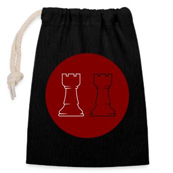 Schach 2Türme - Verschließbarer Geschenkbeutel aus Baumwolle (14x20cm) - Schwarz - Vorne