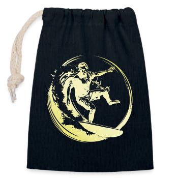 Surfer Man - Closable cotton gift bag (14x20cm) - navy - Front