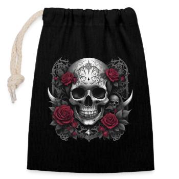 Gothic Skull - Closable cotton gift bag (14x20cm) - black - Front
