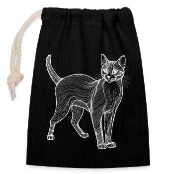 Cat Lineart - Closable cotton gift bag (14x20cm) - black - Front