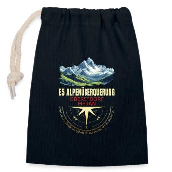 E5 Alpenüberquerung - Verschließbarer Geschenkbeutel aus Baumwolle (14x20cm) - Navy - Vorne