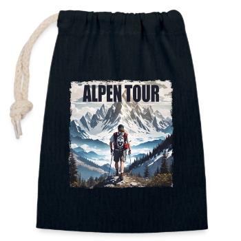 Alpen Tour - Verschließbarer Geschenkbeutel aus Baumwolle (14x20cm) - Navy - Vorne