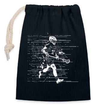 Lacrosse Player Drawing - Closable cotton gift bag (14x20cm) - navy - Front