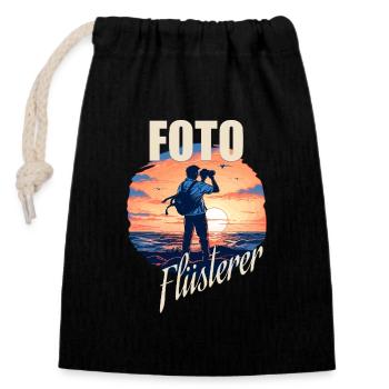 Foto Flüsterer - Verschließbarer Geschenkbeutel aus Baumwolle (14x20cm) - Schwarz - Vorne