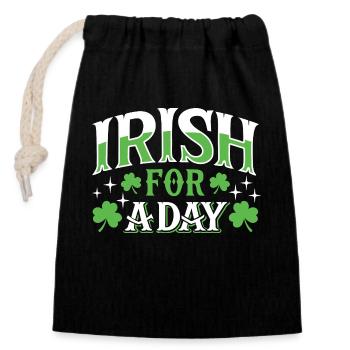 Irish for a day - Shamrock - Ireland - Closable cotton gift bag (14x20cm) - black - Front