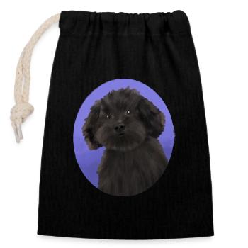 Hund Schwarzer kleiner Pudel - Verschließbarer Geschenkbeutel aus Baumwolle (14x20cm) - Schwarz - Vorne