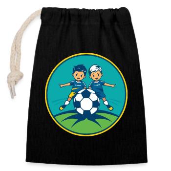 Football F-Youth - Closable cotton gift bag (14x20cm) - black - Front