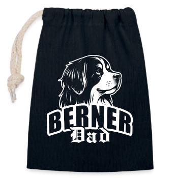 "Bernese Dad" with a dog's head - Closable cotton gift bag (14x20cm) - navy - Front