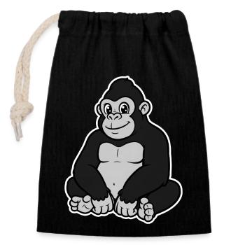 Gorilla - Verschließbarer Geschenkbeutel aus Baumwolle (14x20cm) - Schwarz - Vorne