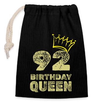 Age 92 - Closable cotton gift bag (14x20cm) - black - Front