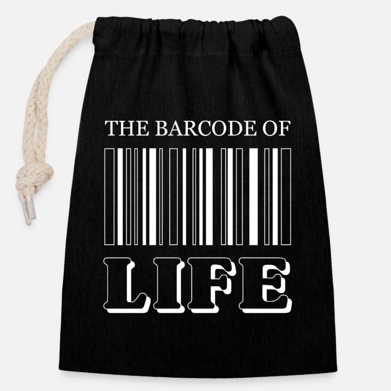 The Barcode of Life / Der Strichcode des Lebens - Verschließbarer Geschenkbeutel aus Baumwolle (14x20cm) - Schwarz