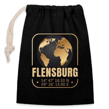 Flensburg - Verschließbarer Geschenkbeutel aus Baumwolle (14x20cm) - Schwarz - Vorne
