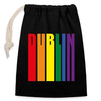 Dublin Regenbogen Pride Geschenk - Verschließbarer Geschenkbeutel aus Baumwolle (14x20cm) - Schwarz - Vorne