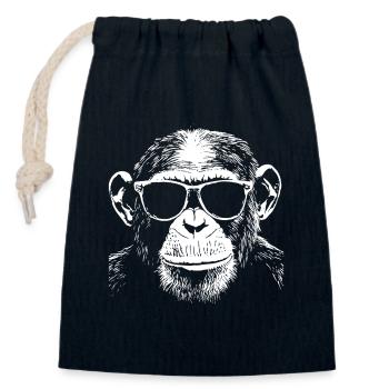 Lunettes de soleil chimpanzé cool été - Sac cadeau en coton avec cordon (14 x 20 cm) - bleu marine - Devant