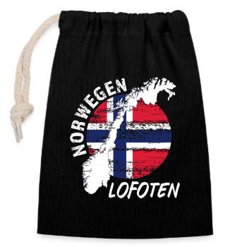 Lofoten - Verschließbarer Geschenkbeutel aus Baumwolle (14x20cm) - Schwarz - Vorne
