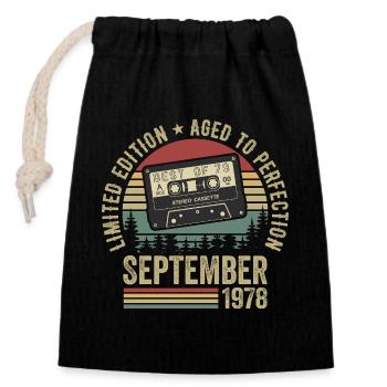 Né en septembre 1978 Millésime 1978 - Sac cadeau en coton avec cordon (14 x 20 cm) - noir - Devant