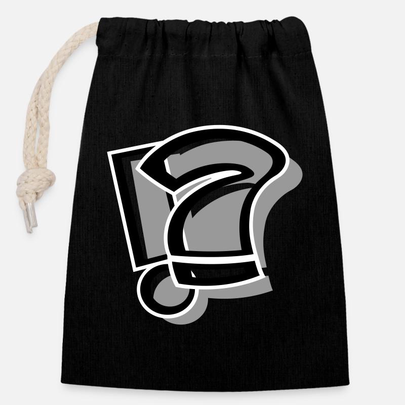 !? Exclamation question mark - Closable cotton gift bag (14x20cm) - black