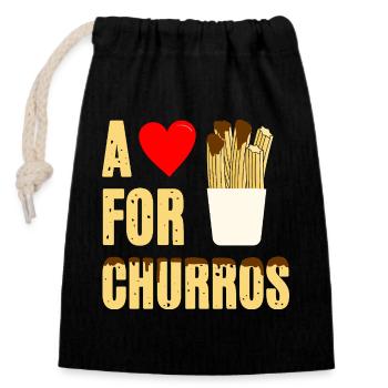 Un cœur pour les churros - Sac cadeau en coton avec cordon (14 x 20 cm) - noir - Devant