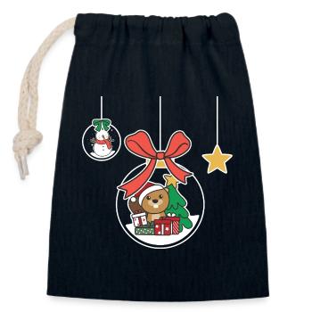 Biber Weihnachten Schneekugel Biber - Verschließbarer Geschenkbeutel aus Baumwolle (14x20cm) - Navy - Vorne