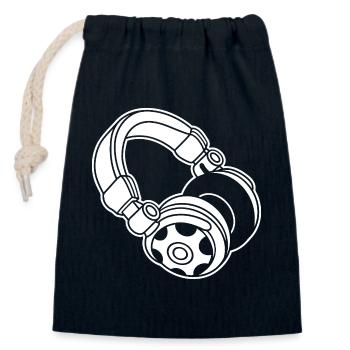 Silhouette du casque : DJ & Music Vibes - Sac cadeau en coton avec cordon (14 x 20 cm) - bleu marine - Devant