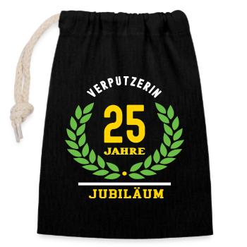 Verputzerin Jubiläum 25 Jahre 25 jähriges Jubi - Verschließbarer Geschenkbeutel aus Baumwolle (14x20cm) - Schwarz - Vorne