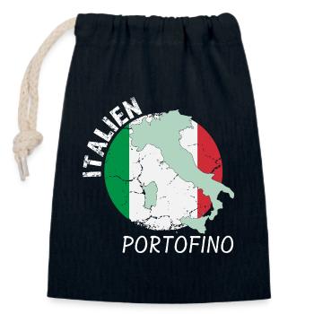 Portofino - Sac cadeau en coton avec cordon (14 x 20 cm) - bleu marine - Devant