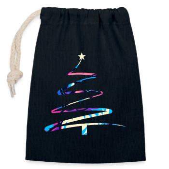Christmas Tree One-Line Design – Modern & Colorful - Closable cotton gift bag (14x20cm) - navy - Front