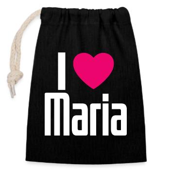I Love Maria Pink Heart I Love Maria - Closable cotton gift bag (14x20cm) - black - Front