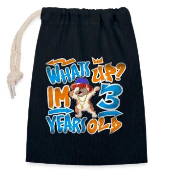 3rd Birthday Graffiti - Closable cotton gift bag (14x20cm) - navy - Front