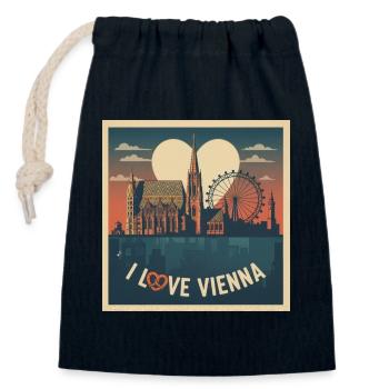 Cathédrale Saint-Étienne de l’amour de Vienne - Sac cadeau en coton avec cordon (14 x 20 cm) - bleu marine - Devant