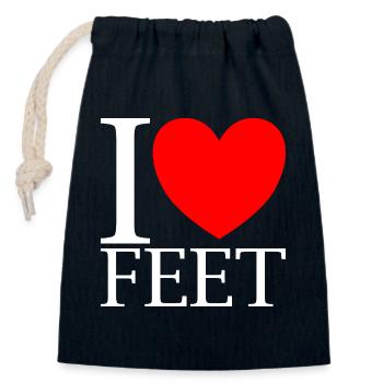Ich Liebe Füße I Love Feet - Verschließbarer Geschenkbeutel aus Baumwolle (14x20cm) - Navy - Vorne