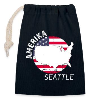Seattle - Closable cotton gift bag (14x20cm) - navy - Front