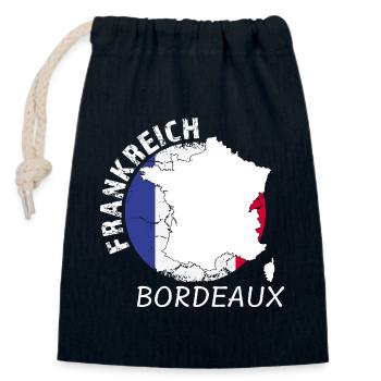 Bordeaux - Sac cadeau en coton avec cordon (14 x 20 cm) - bleu marine - Devant