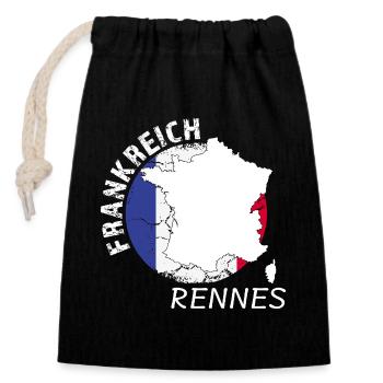 Rennes - Sac cadeau en coton avec cordon (14 x 20 cm) - noir - Devant