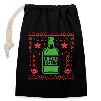 Ugly Christmas GINgle Bells - Verschließbarer Geschenkbeutel aus Baumwolle (14x20cm) - Schwarz - Vorne