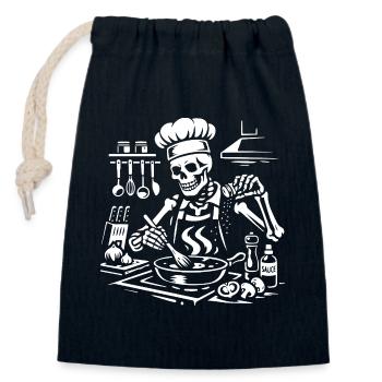 Skeleton Chef Stirring Bowl - Closable cotton gift bag (14x20cm) - navy - Front