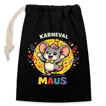 Süße Karneval Maus Damen Fasching Lustig - Verschließbarer Geschenkbeutel aus Baumwolle (14x20cm) - Schwarz - Vorne