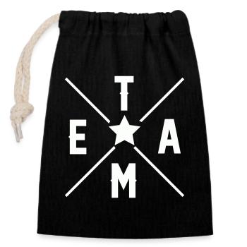 Team - Closable cotton gift bag (14x20cm) - black - Front
